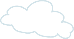 A simple blue outline of a cloud on a white background.